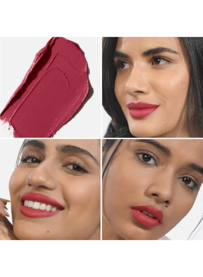 كيرو أحمر شفاه كيرو مويست مات بلون بتلات الكركديه (وردي توتي)، 4.2 غرام، مقاوم للتلطخ، يدوم طويلاً، أحمر شفاه مطفي، نباتي، خالٍ من البارابين، يحتوي على زيت الجوجوبا وزبدة الكاكاو، أحمر شفاه غير سام لتصبغ مكثف - Image 4